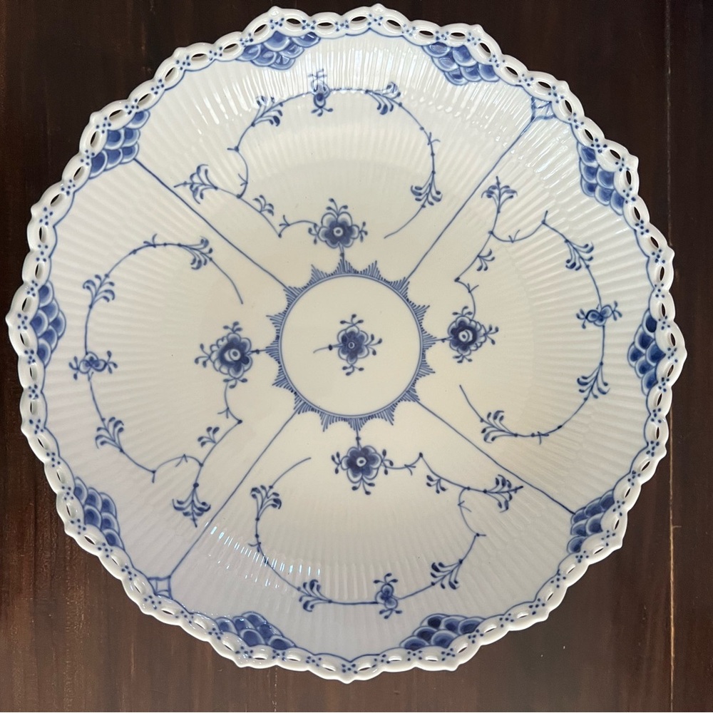 Royal Copenhagen Fluted Full Lace Large Footed Salad Serving Bowl